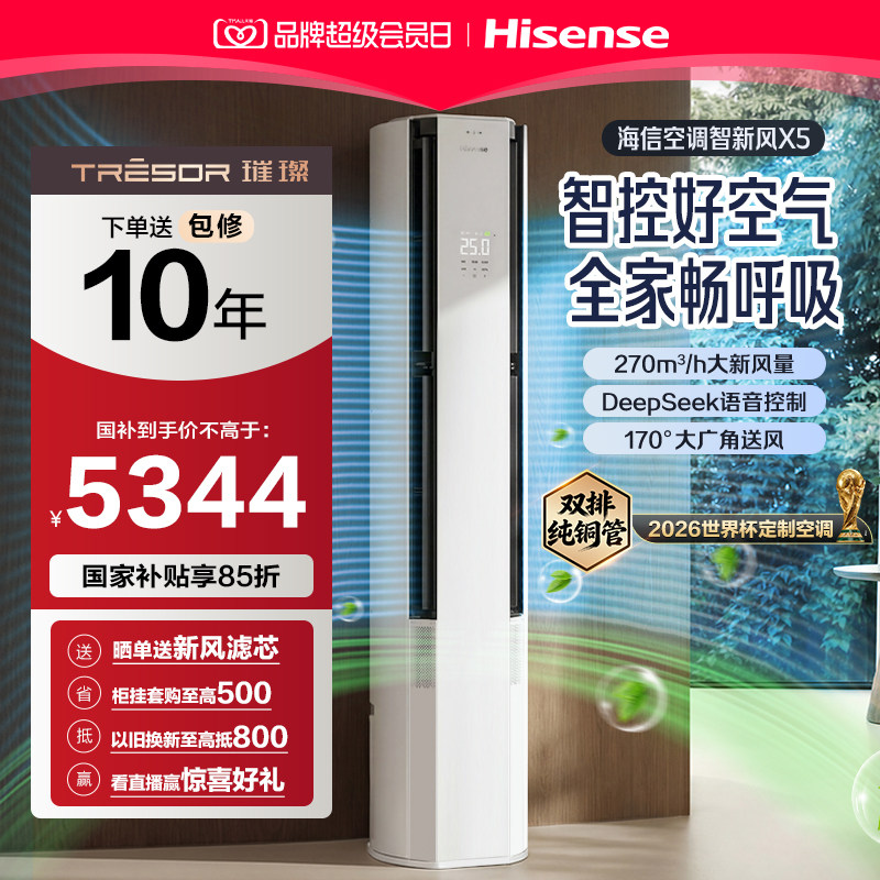 海信空调智新风X5新风大3匹一级图片