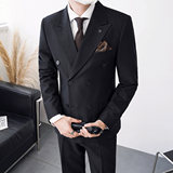 2022主推男士英伦风双排扣尖领西装多色商务西服灰XZ315-P155，男装西服套装，电商A407