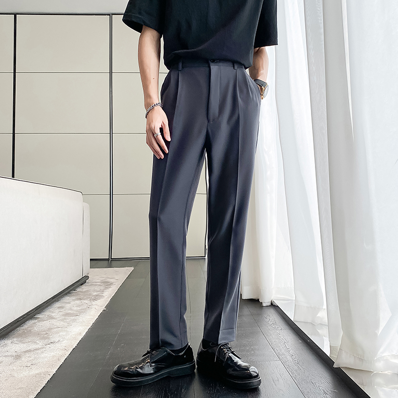 ins轻熟风新款男士锥形萝卜裤男士休闲纯色西裤灰K298-P75控108，男装西裤，电商A407