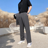 男士网红垂感阔腿裤宽松直筒松紧腰长裤男西装裤K267-P75控98-灰，男装西服套装，电商A407