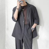 ins轻熟风纯色宽松落肩中袖西服外套男青年西装拼XZ285/P135控198，男装西服套装，电商A407