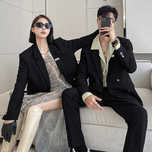 ins轻熟风新款情侣西服男女休闲微宽松垂感西装XZ298-P155控198图片