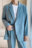 ins轻熟风新款男士微宽松纯色西服上衣男西装蓝XZ299-P155控198，男装西服套装，电商A407