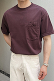 男士液氨免烫棉白t恤免烫冰爽夏季英伦风短袖T恤A407-DT86-P45栗，男装T恤，电商A407