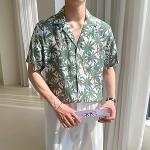 轻熟风男士夏季短袖古巴领宽松落肩男衬衫A407-CS24*P65图片