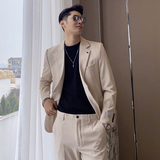 春夏新款英伦风网红男士单排扣西服可配套装白XZ224-P165控198，男装西服，电商A407