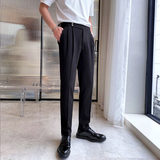 男士网红瘦腿小脚修身长裤男纯色西装裤K273-P75控98-杏，男装西服套装，电商A407