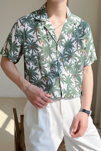 轻熟风男士夏季短袖古巴领宽松落肩男衬衫A407-CS24*P65图片
