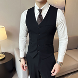 2025新款男士单排商务休闲V领修身马甲新郎伴郎服A407-MJ338-P45，男装背心/马甲，电商A407