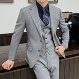 新款男士单排扣西服新郎伴郎服男式修身韩版休闲西装XZ360-P155杏，男装西服套装，电商A407