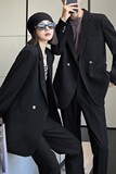 ins轻熟风新款情侣西服男女休闲微宽松垂感西装黑XZ299-P155控198，男装西服套装，电商A407