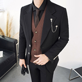 2025秋冬新款男士商务休闲修身西装咖A407-XZ305-P160，男装西服套装，电商A407