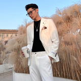 春夏新款英伦风网红男士单排扣西服可配套装黑XZ224-P165控198，男装西服，电商A407