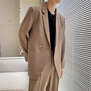 ins轻熟风新款男士微宽松纯色西服上衣男西装绿XZ299-P155控198图片