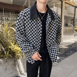 2025秋冬新款轻熟风男士棋盘格夹克外套咖A407-JK07-P145控178，男装夹克，电商A407