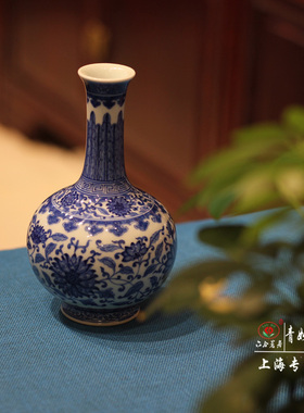 【青如堂】全手工精品青花点工胆瓶六合茗居