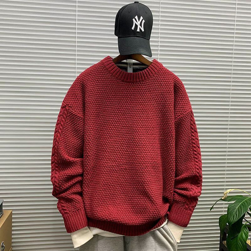 新款圆领针织毛衣外套潮牌男士