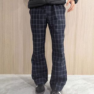 c格子喇裤男款美式弯刀vintage复古直筒le裤子宽松微anfit休闲裤