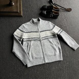 开衫灰费尔岛针织冬季男女高雅拉链风半外套高领毛衣复古美式慵懒