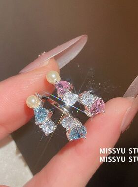 彩宝串珠！锆石珍珠爱心开口戒指甜雅清新食指戒简约时尚手饰批发