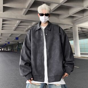 美式夹克美拉德皮衣痞帅机车高级感做旧秋冬季复古冬外套棉服男款