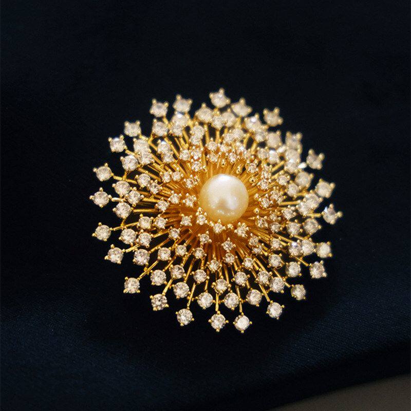珍珠轻奢别针西装18花朵胸花真金
