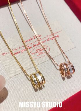 ！链慢锆石圆形吊坠调情项链项饰