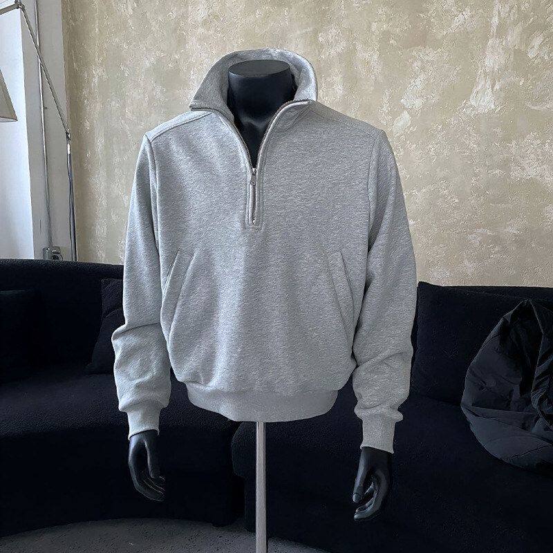 卫衣复古潮牌le男款外套c高级感灰色美式立领半拉链anfit春秋痞帅