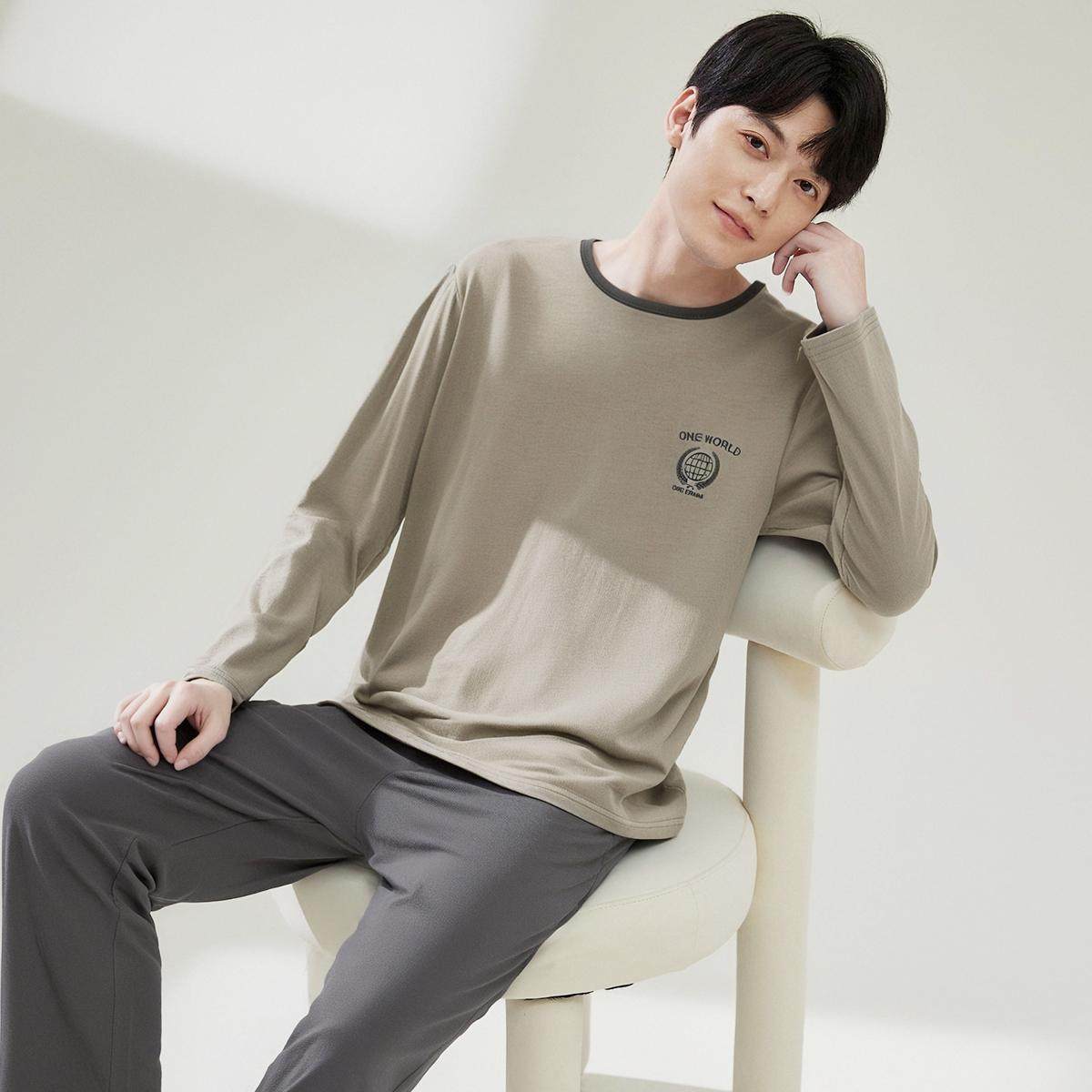 顶瓜瓜纯棉睡衣男款春夏季长袖薄款可外穿家居服套装男士圆领套头,女士内衣/男士内衣/家居服,睡衣/家居服套装,淘宝优惠券,粉丝福利购,淘宝优惠卷