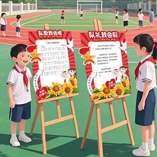 少年先锋队少代会入队仪式六知六会闯关拍照背景布置展板KT板立牌