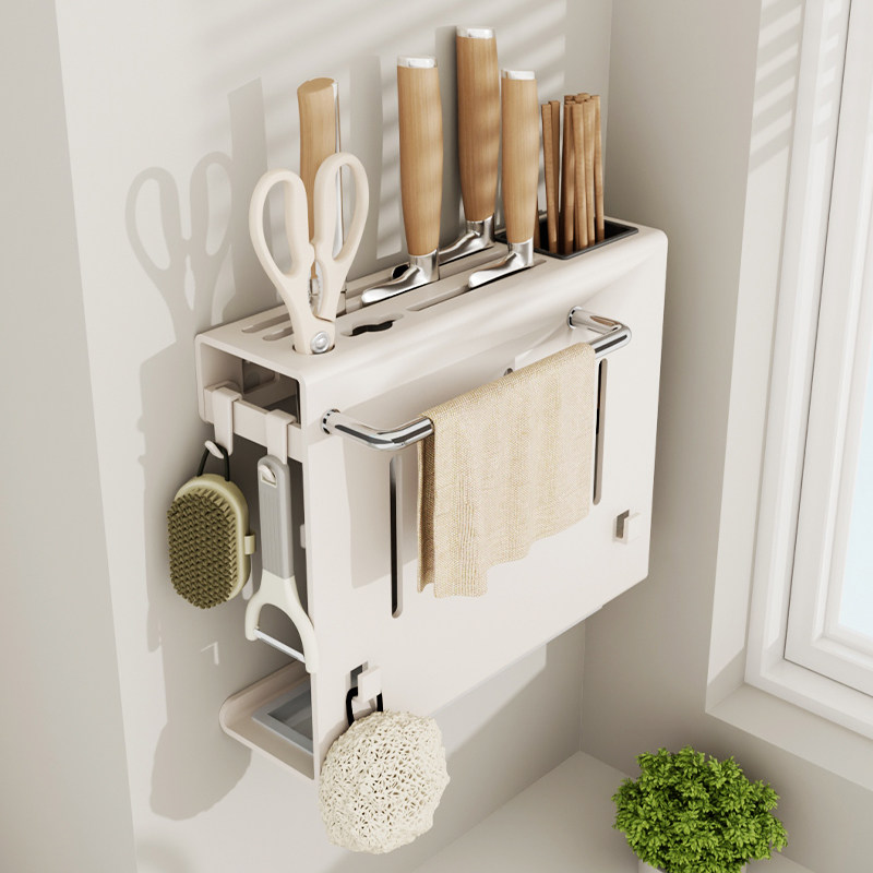 白色厨房刀具收纳挂架
