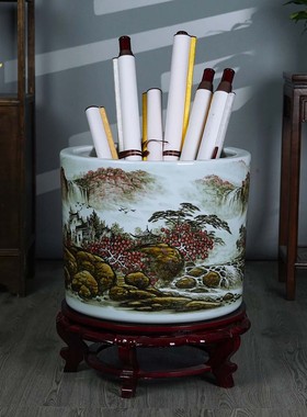 景德镇陶瓷新中式手绘卷轴缸