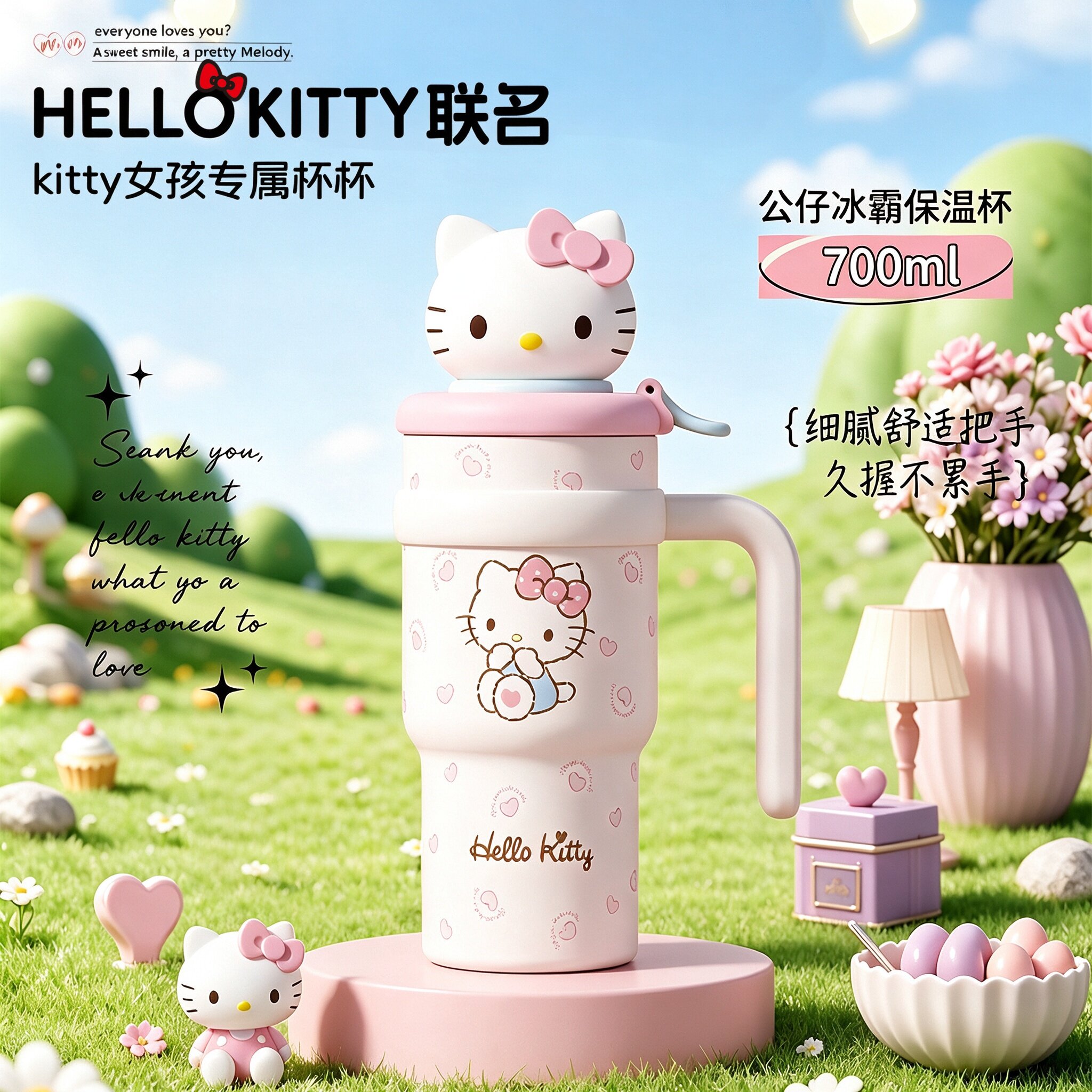 hellokitty保温杯女生高颜值吸管
