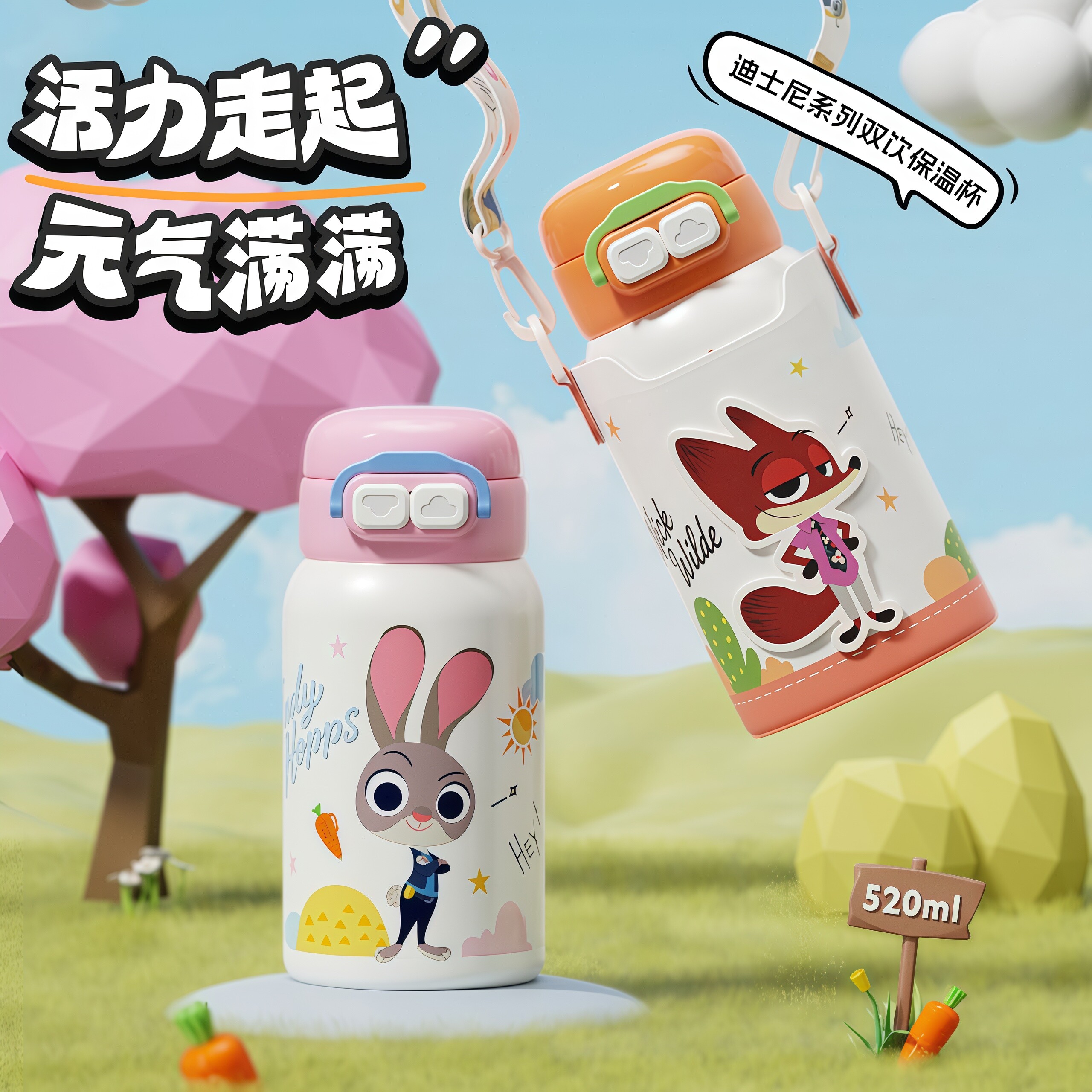 疯狂动物城保温水杯儿童上学专用图片