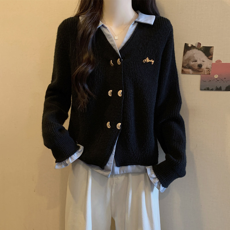 大码女装韩版设计感毛衣春季胖妹妹显瘦针织衫假两件百搭宽松上衣,女装/女士精品,大码内搭,淘宝优惠券,粉丝福利购,淘宝优惠卷