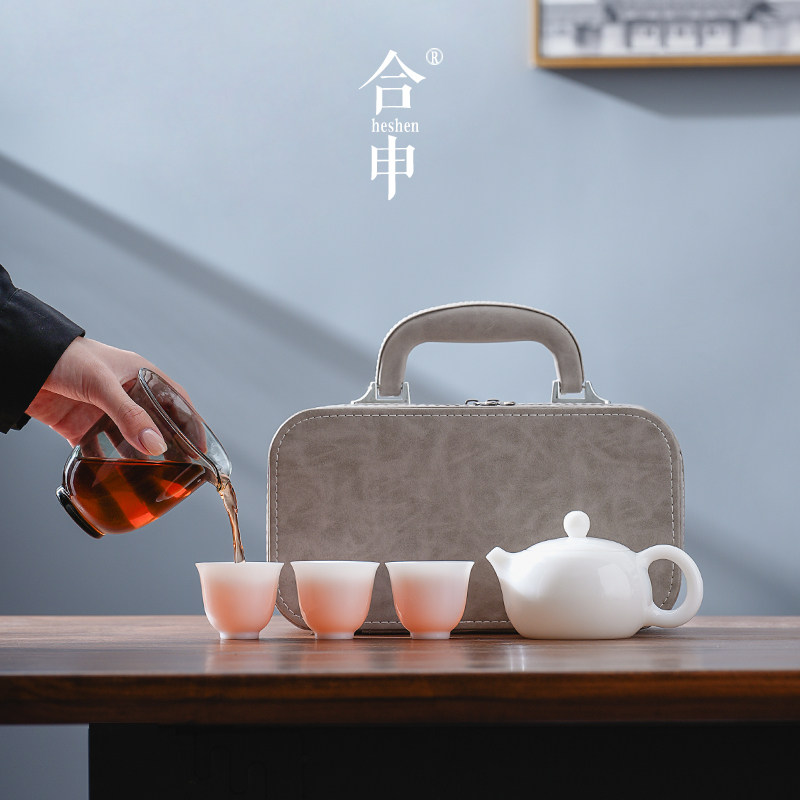 羊脂玉冰种白瓷茶壶套装便携式旅行茶具公道杯户外高端礼品西施壶,餐饮具,旅行茶具,淘宝优惠券,粉丝福利购,淘宝优惠卷