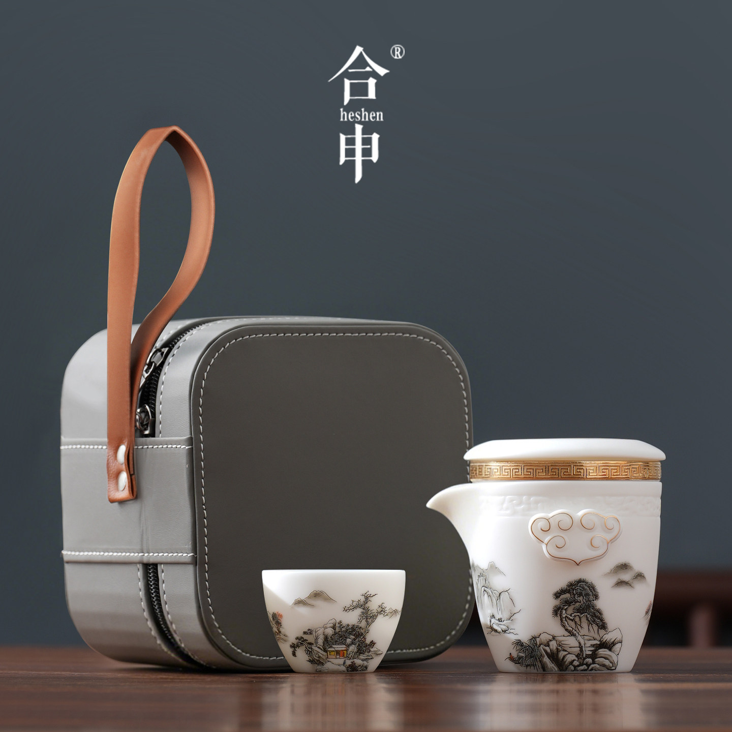 新款高档羊脂玉陶瓷快客杯便携式旅行茶具套装户外泡茶壶办公家用