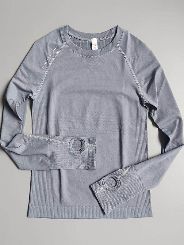 INS SPORTS YOGA CLOTHING WOMENS ROUND NECK LONG-SLEEVED CASUAL ALL-MATCH TOP HIGH ELASTIC QUICK-DRYING RUNNING TIGHT FITNESS CLOTHING