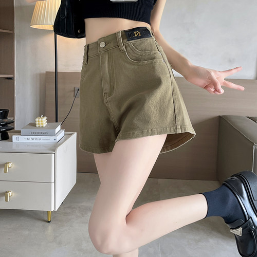 卡其色牛仔短裤女夏天2024新款