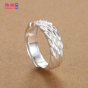 99纯银龙鳞戒指男小众设计复古霸气个性嘻哈食指活口足银指环单身