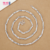 99纯银男士 潮男生嘻哈街舞hip男款 项链短款 锁骨长足银链子个性