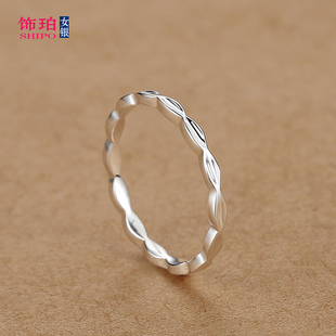 999足银戒指女生纯银单身闭口个性小众设计高级感食指闺蜜指环女