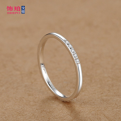 999足银戒指女纯银闭口单身