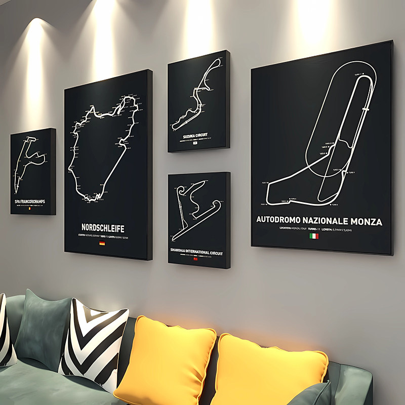 F1赛车汽车赛道纽北工业风挂画周冠宇汉密尔顿周边海报壁画装饰画图片