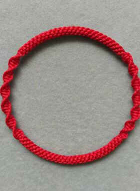 原创手工编织无扣红绳男女情侣手链无接头中国风红色无痕螺旋多色
