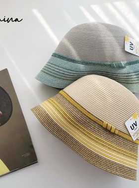 夏季轻便撞色条纹百搭休闲帽