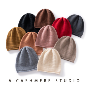 纯山羊绒帽子男女针织保暖护耳帽时尚百搭包头帽骑车秋冬睡觉防寒