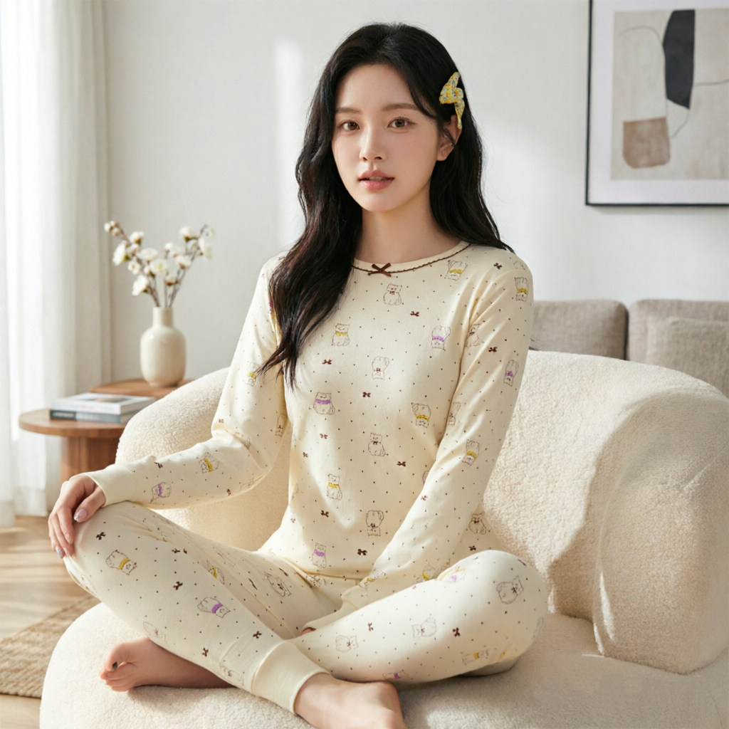 女童纯棉保暖家居服套装
