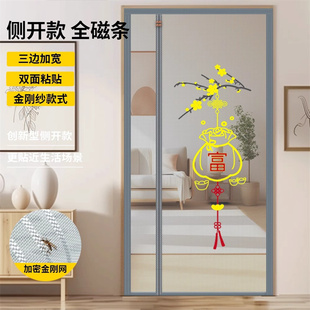 洛港 侧开全磁条门帘新款夏季家用金刚网强力防盗入户门纱窗帘/件