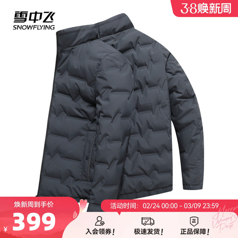 雪中飞26春新款男士无帽立领羽绒服商务简约绅士内胆百搭防风W